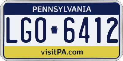 PA license plate LGO6412