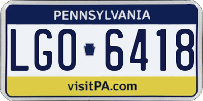 PA license plate LGO6418
