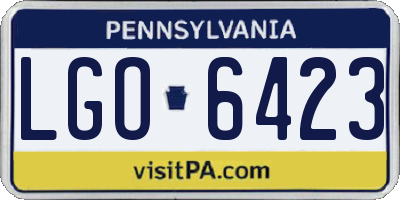 PA license plate LGO6423