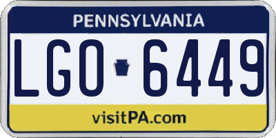 PA license plate LGO6449