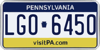 PA license plate LGO6450