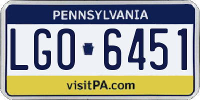 PA license plate LGO6451