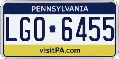 PA license plate LGO6455