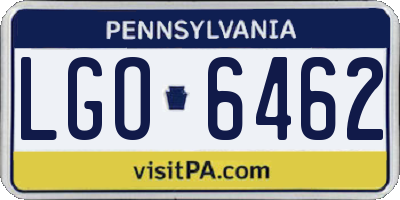 PA license plate LGO6462
