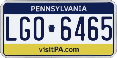 PA license plate LGO6465
