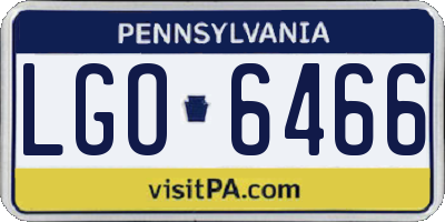 PA license plate LGO6466