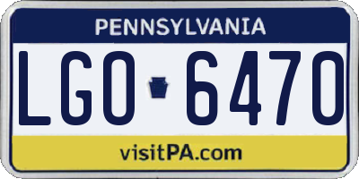 PA license plate LGO6470