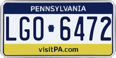 PA license plate LGO6472