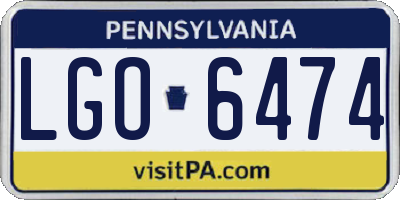 PA license plate LGO6474