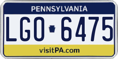 PA license plate LGO6475