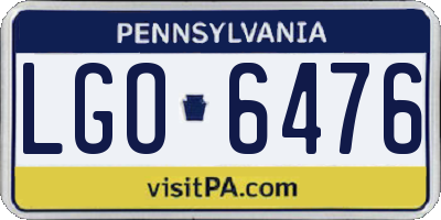 PA license plate LGO6476