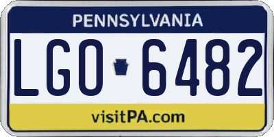 PA license plate LGO6482
