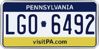 PA license plate LGO6492
