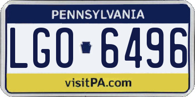 PA license plate LGO6496