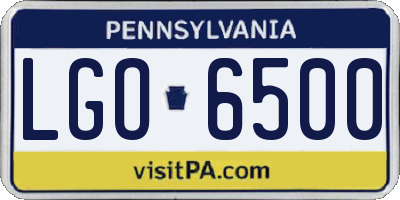 PA license plate LGO6500