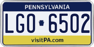 PA license plate LGO6502