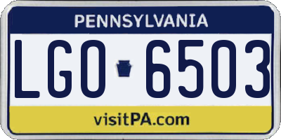 PA license plate LGO6503