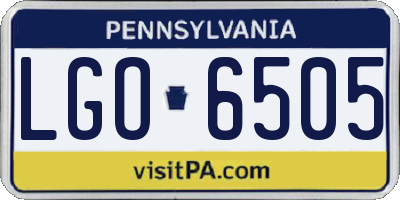 PA license plate LGO6505