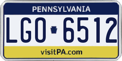PA license plate LGO6512