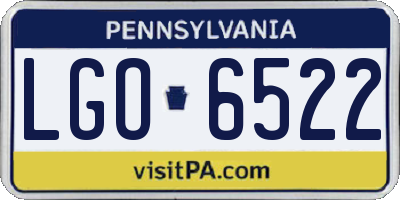 PA license plate LGO6522