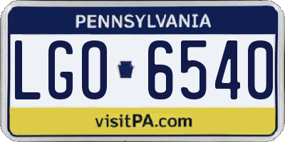 PA license plate LGO6540