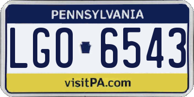 PA license plate LGO6543