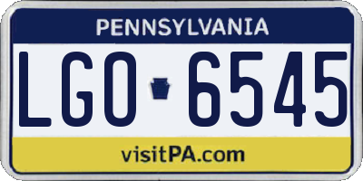 PA license plate LGO6545