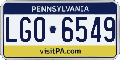 PA license plate LGO6549