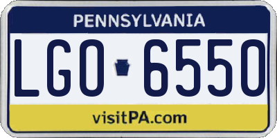 PA license plate LGO6550