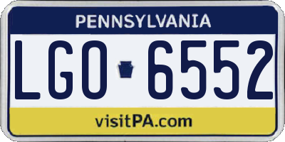 PA license plate LGO6552