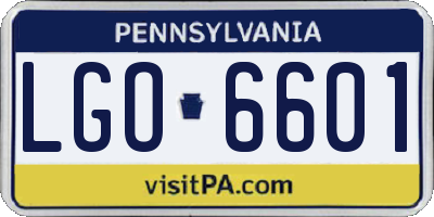 PA license plate LGO6601