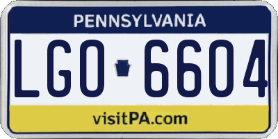 PA license plate LGO6604