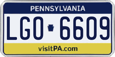 PA license plate LGO6609