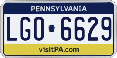 PA license plate LGO6629