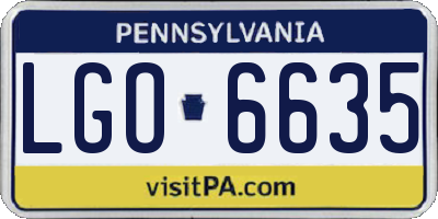 PA license plate LGO6635