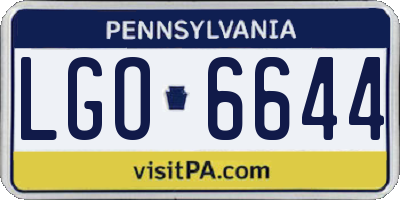 PA license plate LGO6644