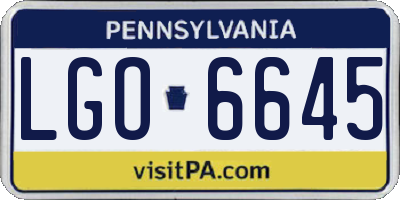 PA license plate LGO6645
