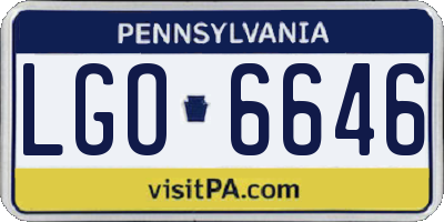PA license plate LGO6646