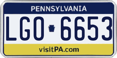 PA license plate LGO6653
