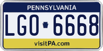 PA license plate LGO6668