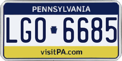 PA license plate LGO6685