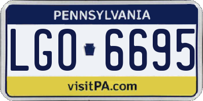 PA license plate LGO6695