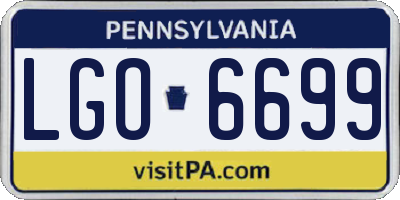 PA license plate LGO6699