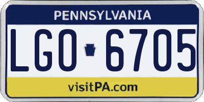 PA license plate LGO6705