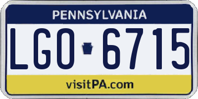 PA license plate LGO6715