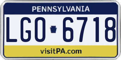 PA license plate LGO6718