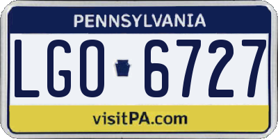PA license plate LGO6727