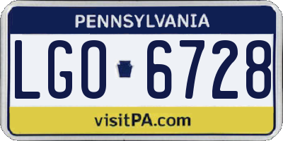 PA license plate LGO6728