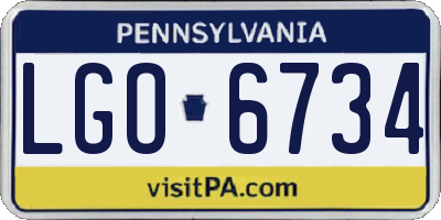 PA license plate LGO6734