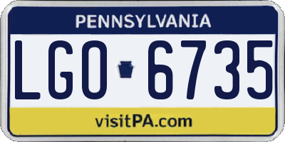 PA license plate LGO6735